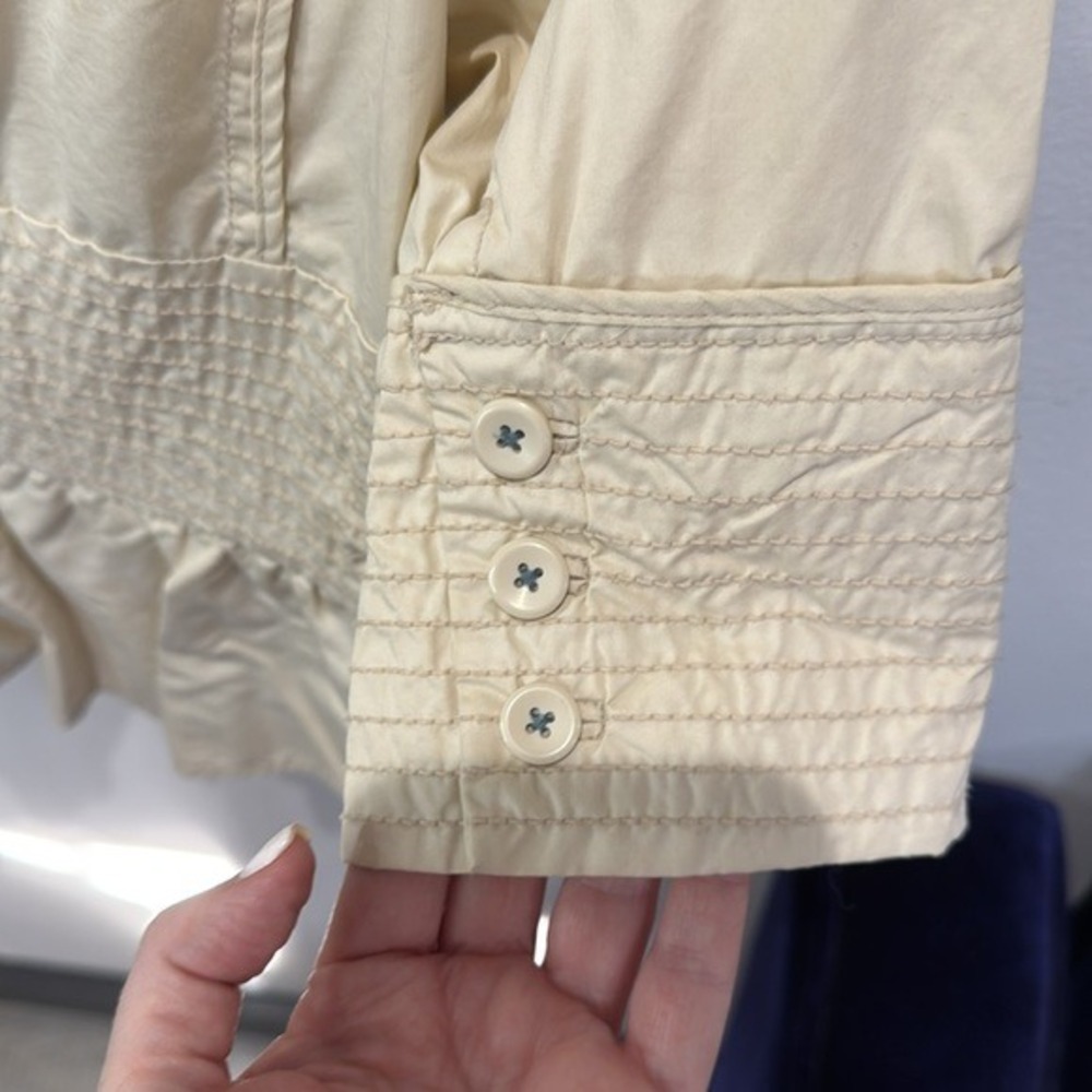 Elevenses Ivory Cropped Jacket Size 10 Button Front Peplum Career - Picture 6 of 7